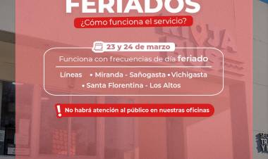 Colectivos en Chilecito: así funcionarán durante los feriados del 23 y 24 de marzo