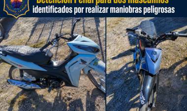 Detuvieron a dos jóvenes en Vichigasta por realizar maniobras peligrosas en motocicleta