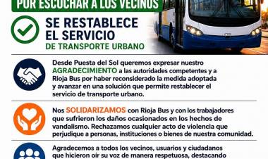 Vecinos de Puesta de Sol agradecieron la continuidad del servicio de Rioja Bus