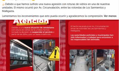 Suspenden la línea Tilimuqui–Malligasta tras un nuevo ataque vandálico a un colectivo de Riojabus
