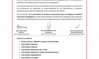 La Liga Chileciteña de Fútbol restringe el traslado de personas ajenas a las delegaciones oficiales
