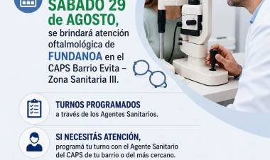Brindarán atención oftalmológica gratuita en el CAPS del barrio Evita