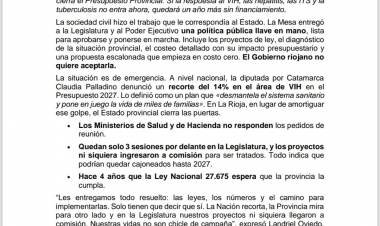 La Mesa de Trabajo en VIH convoca a una movilización en La Rioja por el financiamiento de políticas públicas