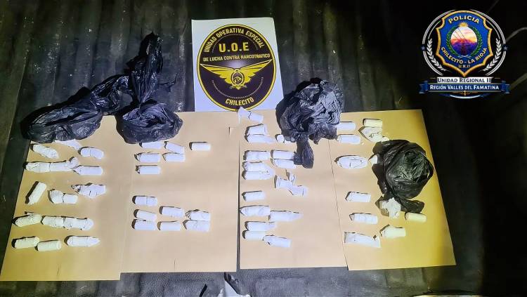 Secuestran más de medio kilo de cocaína en un operativo vehicular sobre Ruta 40