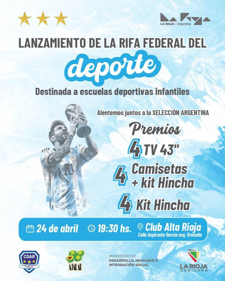 La Provincia lanzó la Rifa Federal del Deporte para financiar proyectos de clubes y escuelas deportivas