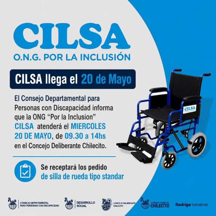 CILSA llegará a Chilecito para realizar entrevistas y gestionar sillas de ruedas