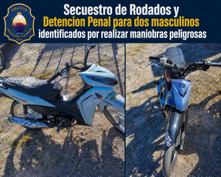 Detuvieron a dos jóvenes en Vichigasta por realizar maniobras peligrosas en motocicleta
