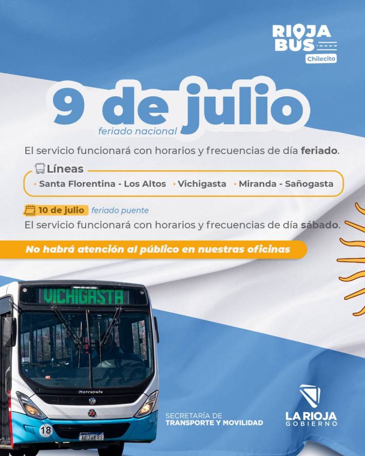 Rioja Bus informó cómo funcionará el servicio durante el fin de semana largo