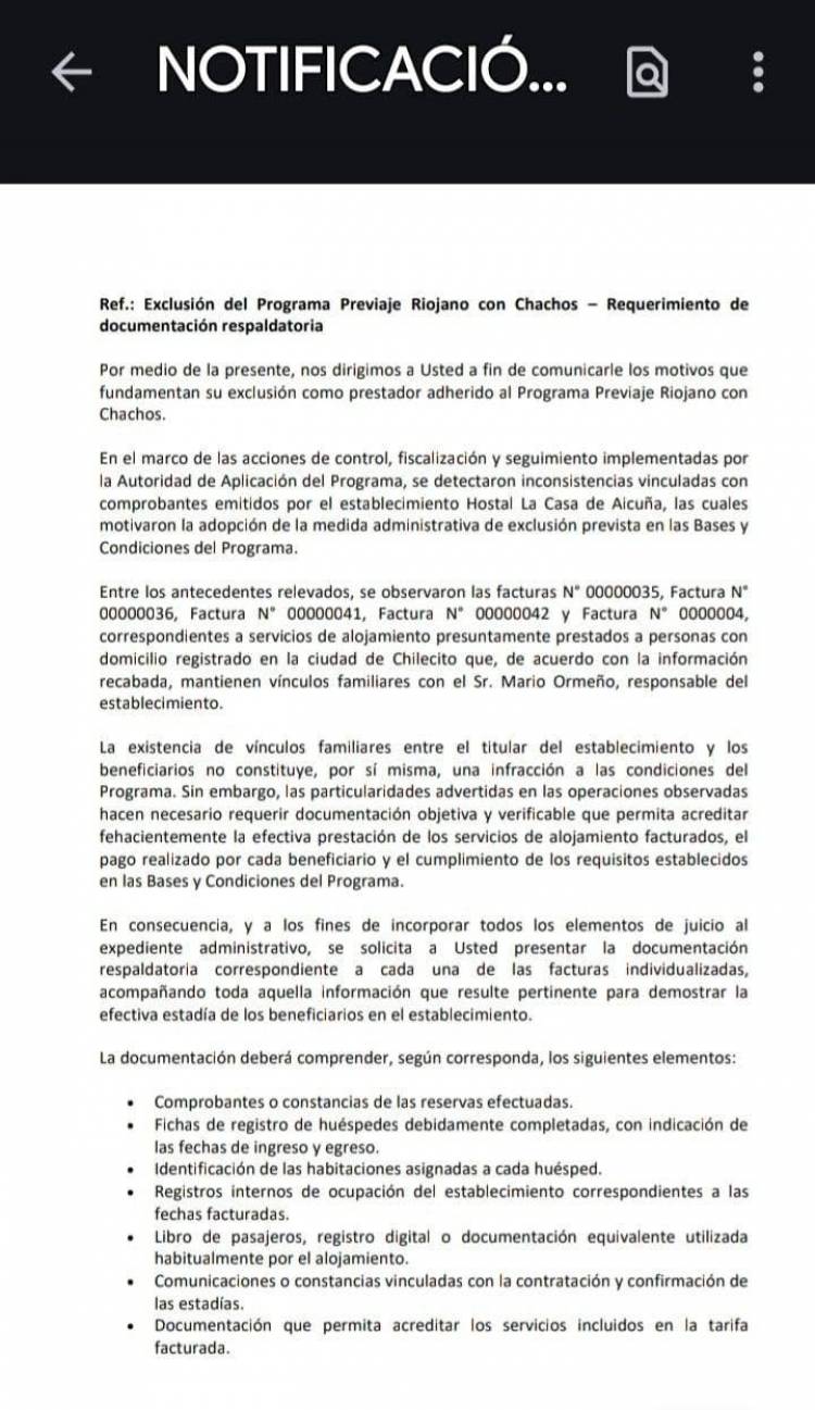 Hostal La Casa emitió un comunicado tras los cuestionamientos por su participación en el programa Previaje Riojano