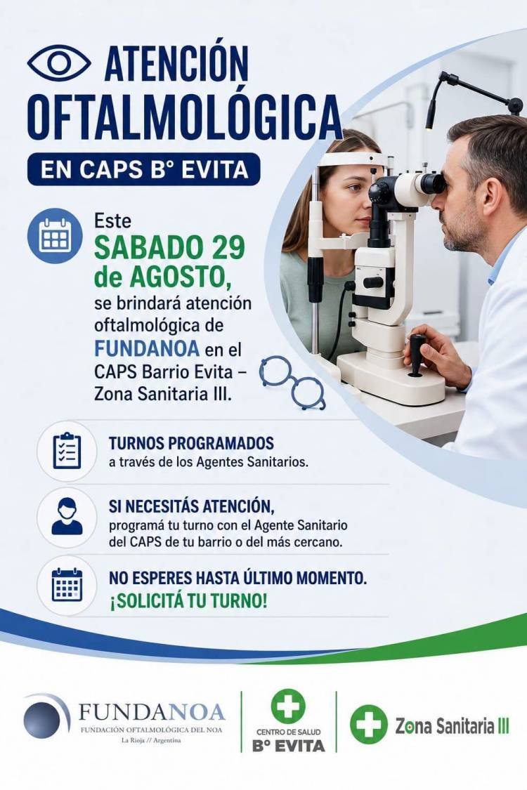 Brindarán atención oftalmológica gratuita en el CAPS del barrio Evita
