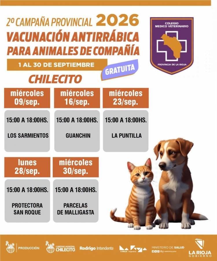 Este miércoles se realizará una nueva jornada de vacunación antirrábica en Los Sarmientos